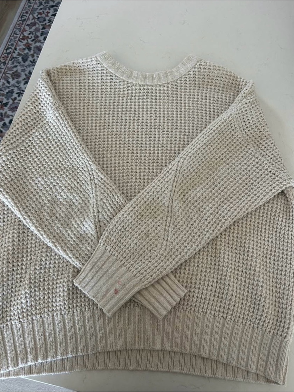 Cream Textured Knit Sweater